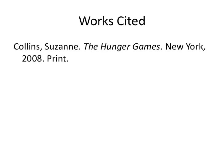 The hunger games mla citation