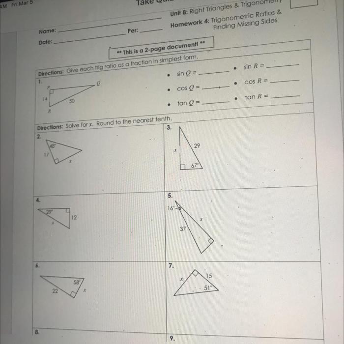 Unit 8 homework 1 pythagorean theorem and its converse