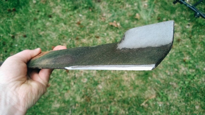 A rotary mower blade cuts by violently impacting the grass